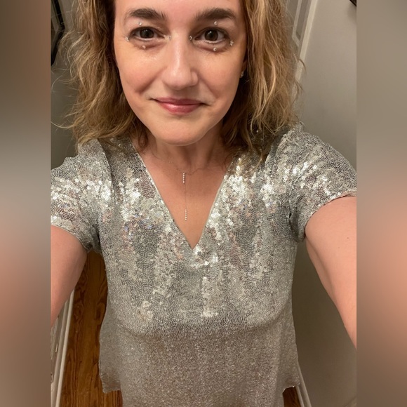 Silver sequin dress.  Worn once.  Size L - Picture 10 of 10